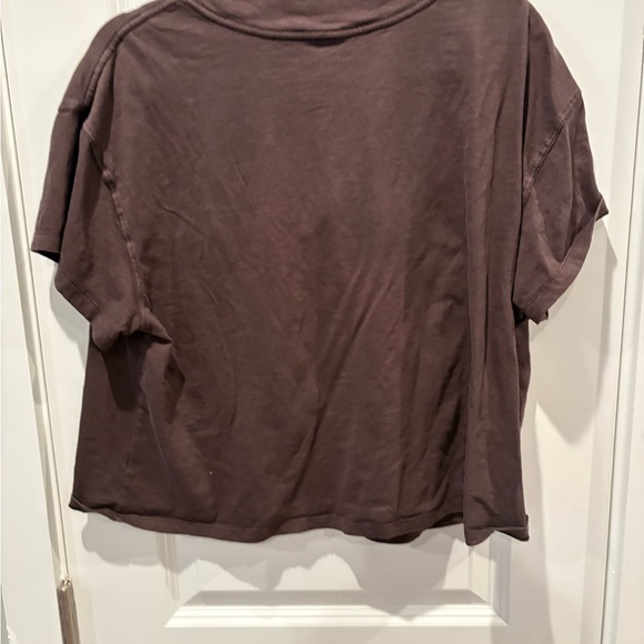 Aerie Brown Crop T-Shirt Short Sleeve Relaxed - Picture 3 of 3